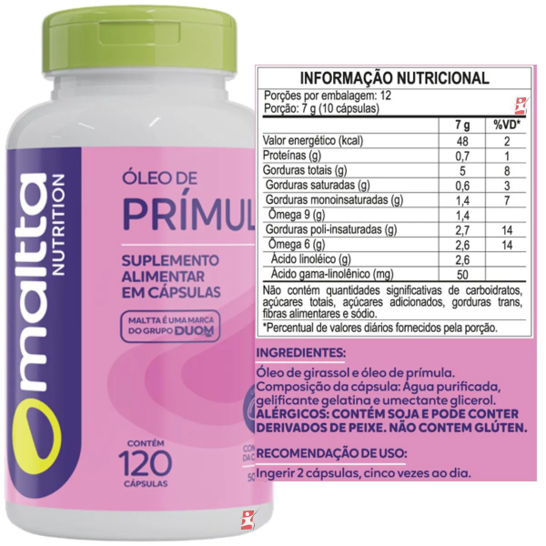 Oleo De Primula 500mg 120caps - Maltta - Imagem 3
