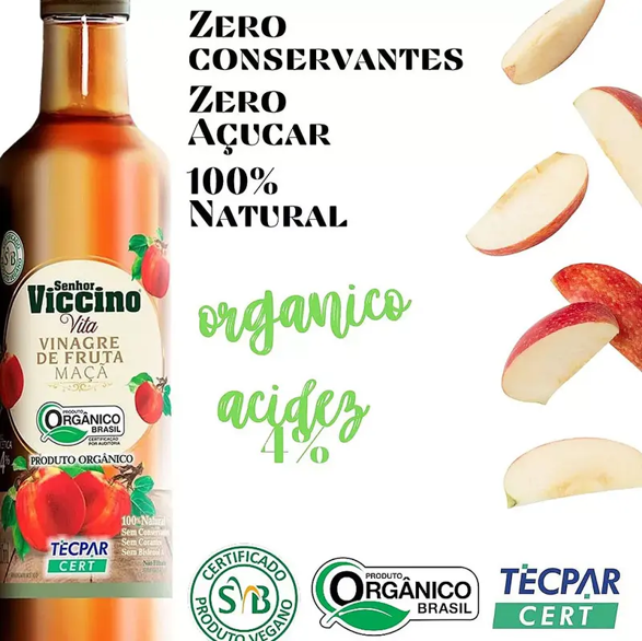 Vinagre De Maca Organico 4% Acidez 500ml - Senhor Viccino - Imagem 2